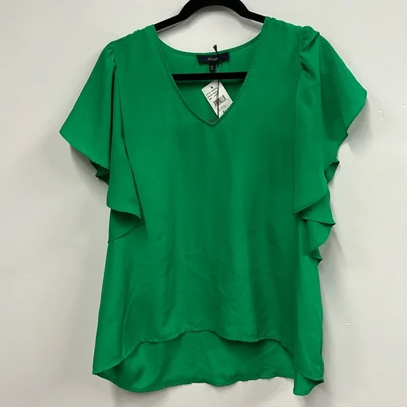 New eclair ruffle sleeve green blouse L - Picture 1 of 5